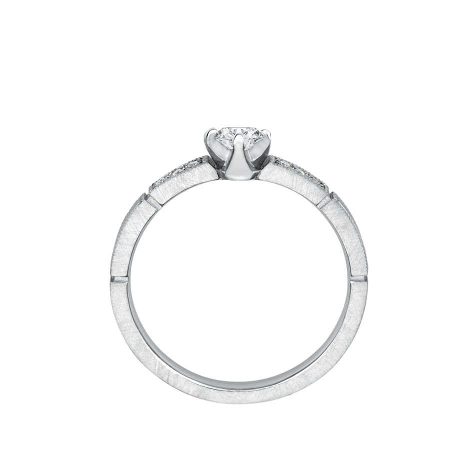 anel noivado fosco-acetinado, ouro branco e diamantes NATTU