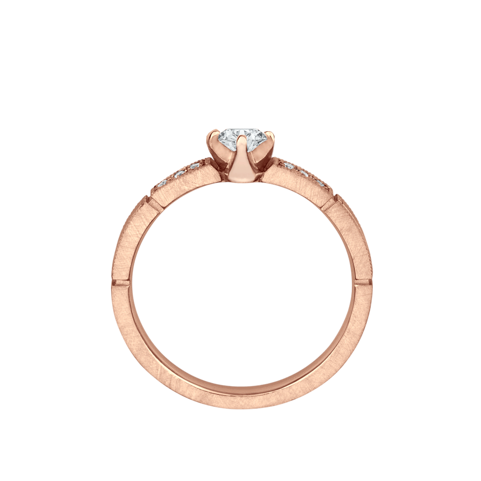 anel noivado fosco, ouro rosa de diamante 20 pontos e diamantes NATTU
