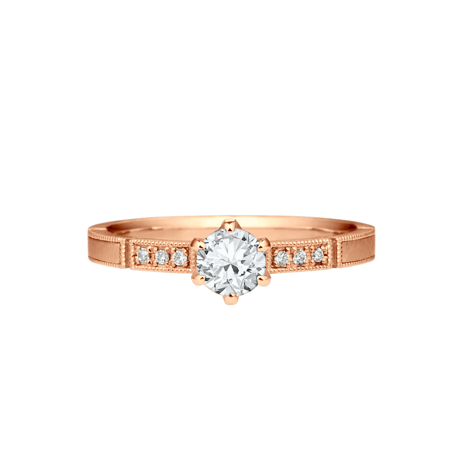 anel solitario fosco, ouro rosa de diamante 20 pontos e diamantes NATTU