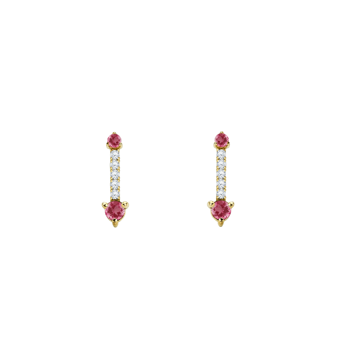 Brinco Stick de Ouro Amarelo, Diamantes e Rubis - SCECTRE