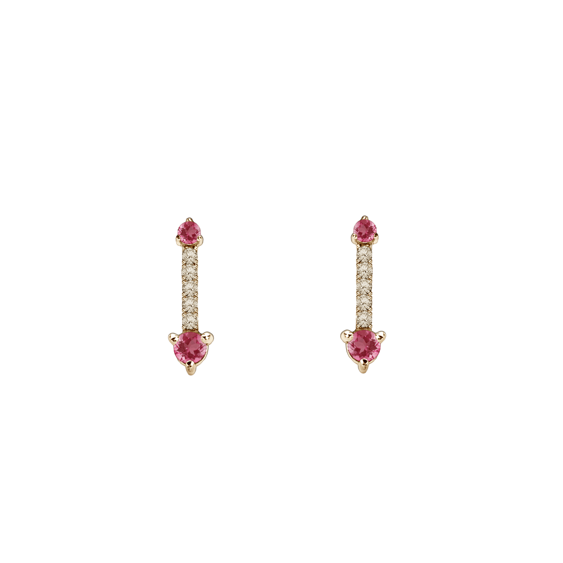 Brinco Stick de Ouro Sephia®, Diamantes Cognac e Rubis - SCECTRE