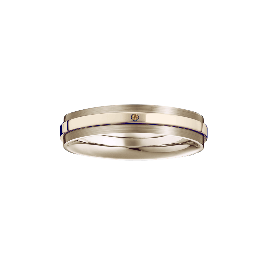 Aliança Ouro Sephia® Reta em 2 Níveis e 1 Diamante Cognac - GALLERIA 4,8 mm