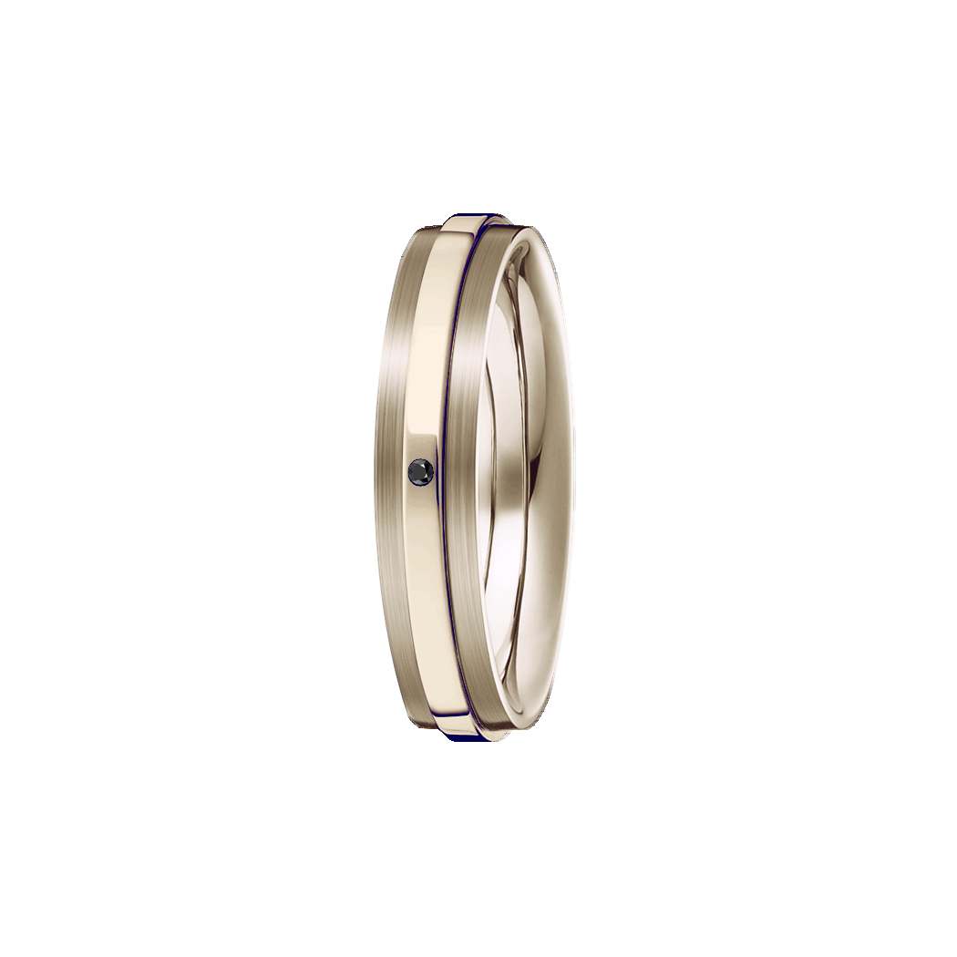 Aliança Ouro Sephia® Reta em 2 Níveis e 1 Diamante Negro - GALLERIA 4,8 mm