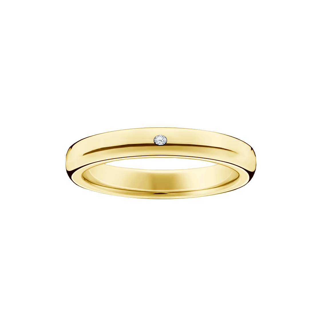 alianca ouro amarelo 18k abaulada com diamante