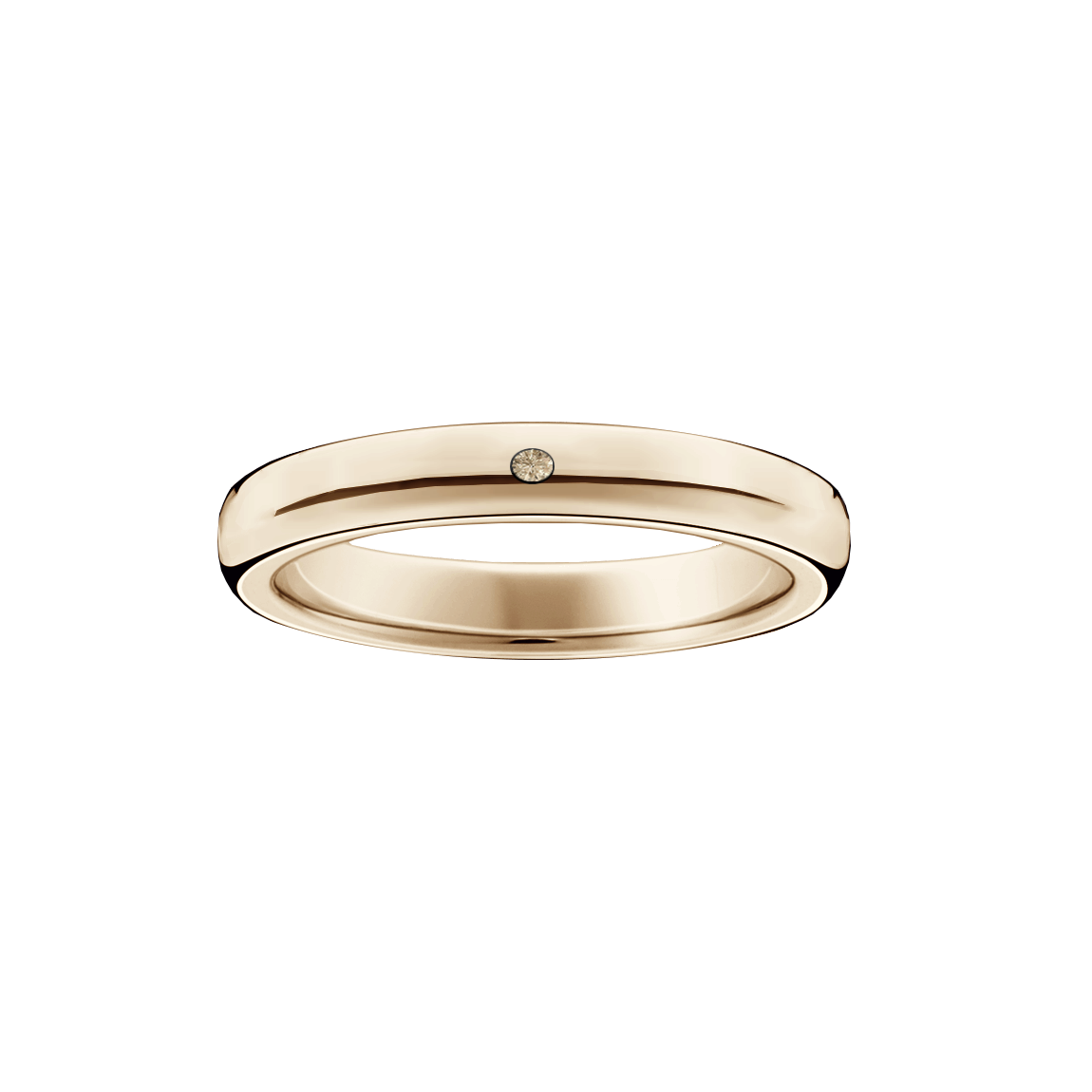 Aliança Meia-Cana Ouro Sephia® (champagne) 3,7 mm com Diamante - ORIGIN L