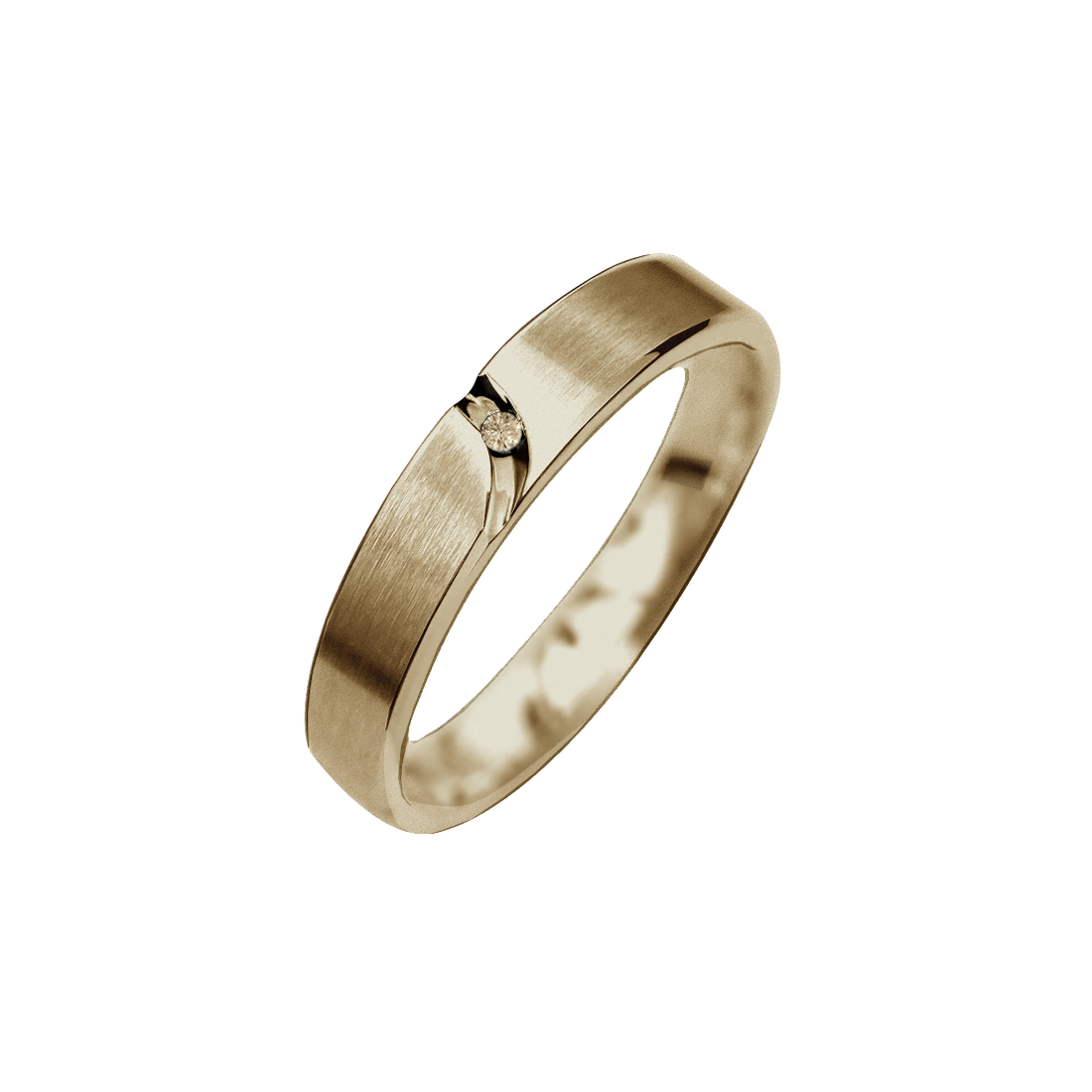 Aliança Reta Ouro Sephia® (Fosco-Acetinada) com Diamante - LUNA