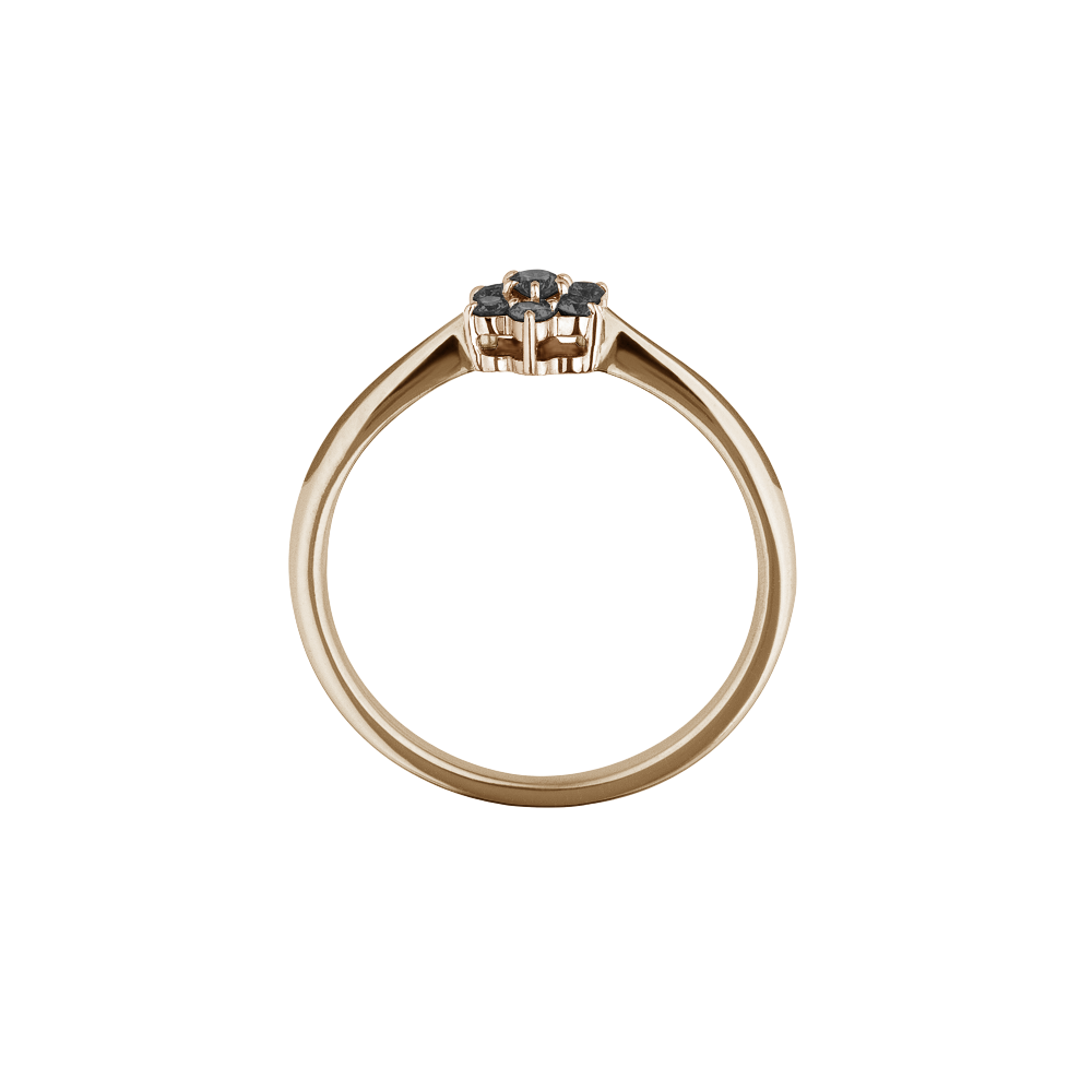 anel diamantes negros, ouro champanhe