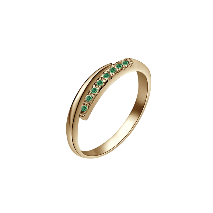 anel ouro champagne e esmeraldas verdes