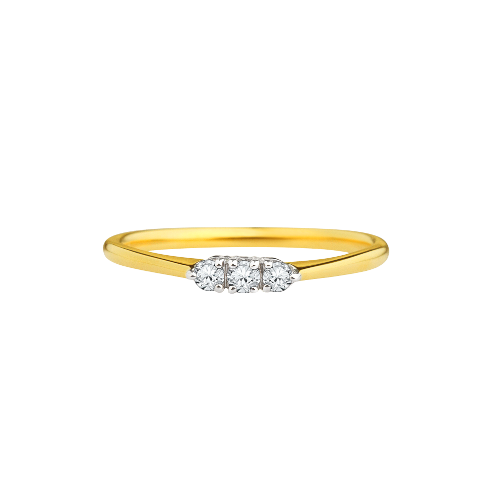 Anel com 3 Diamantes, Ouro Amarelo e Branco - FLOW