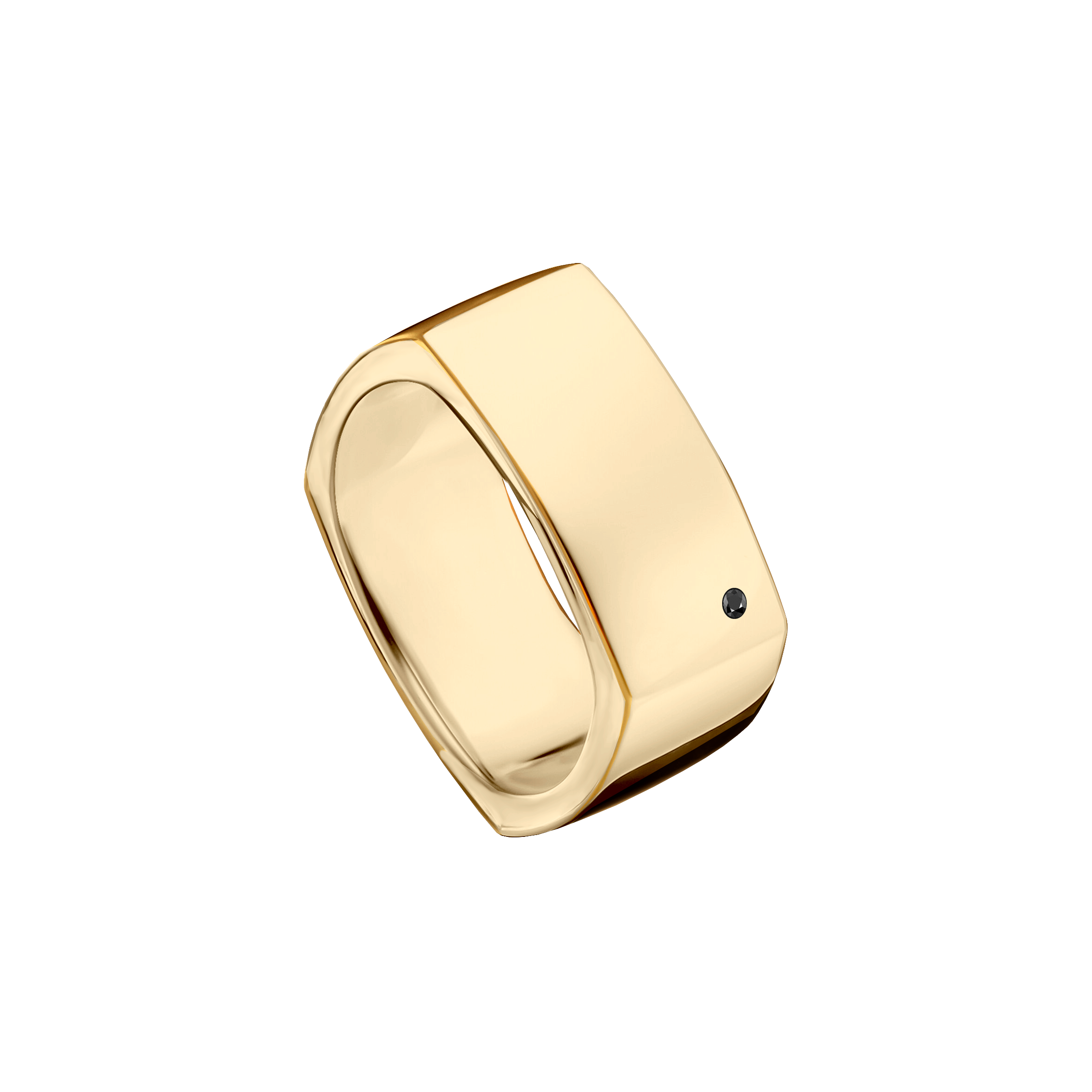 anel ouro amarelo 6,0 mm 1 diamante negro