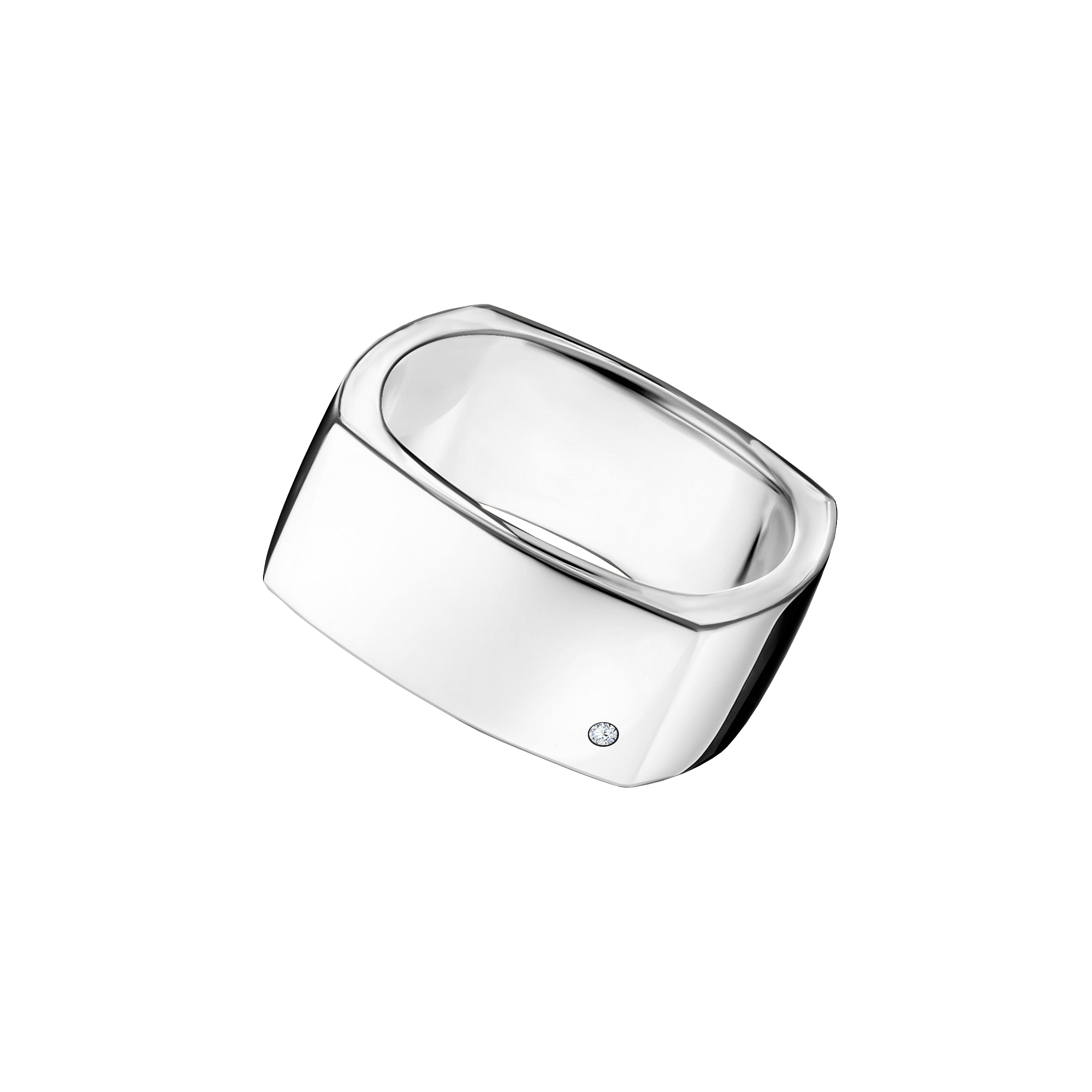 anel largo quadrado ouro amarelo 6,0 mm, 1 diamante