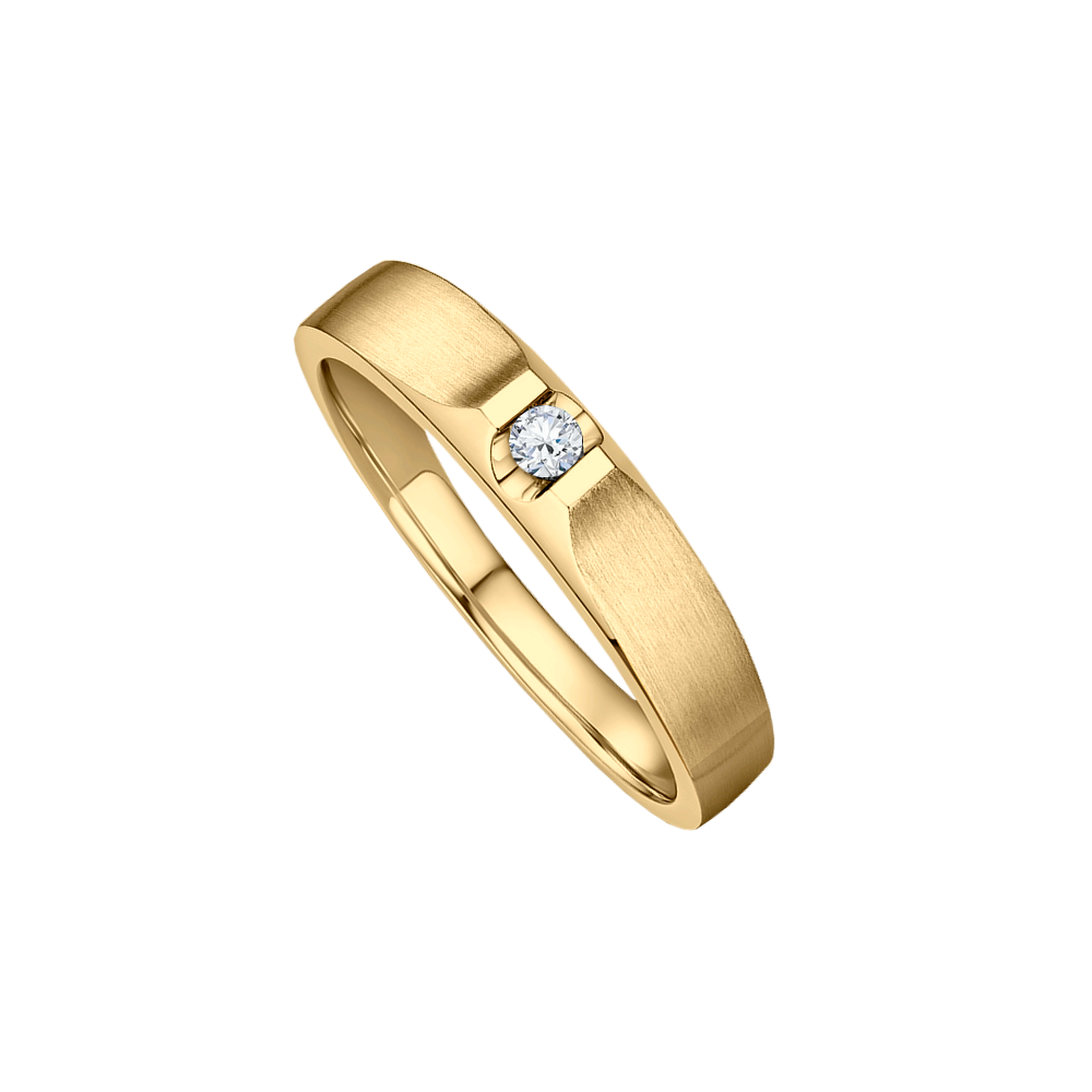 anel masculino ouro amarelo fosco com diamante