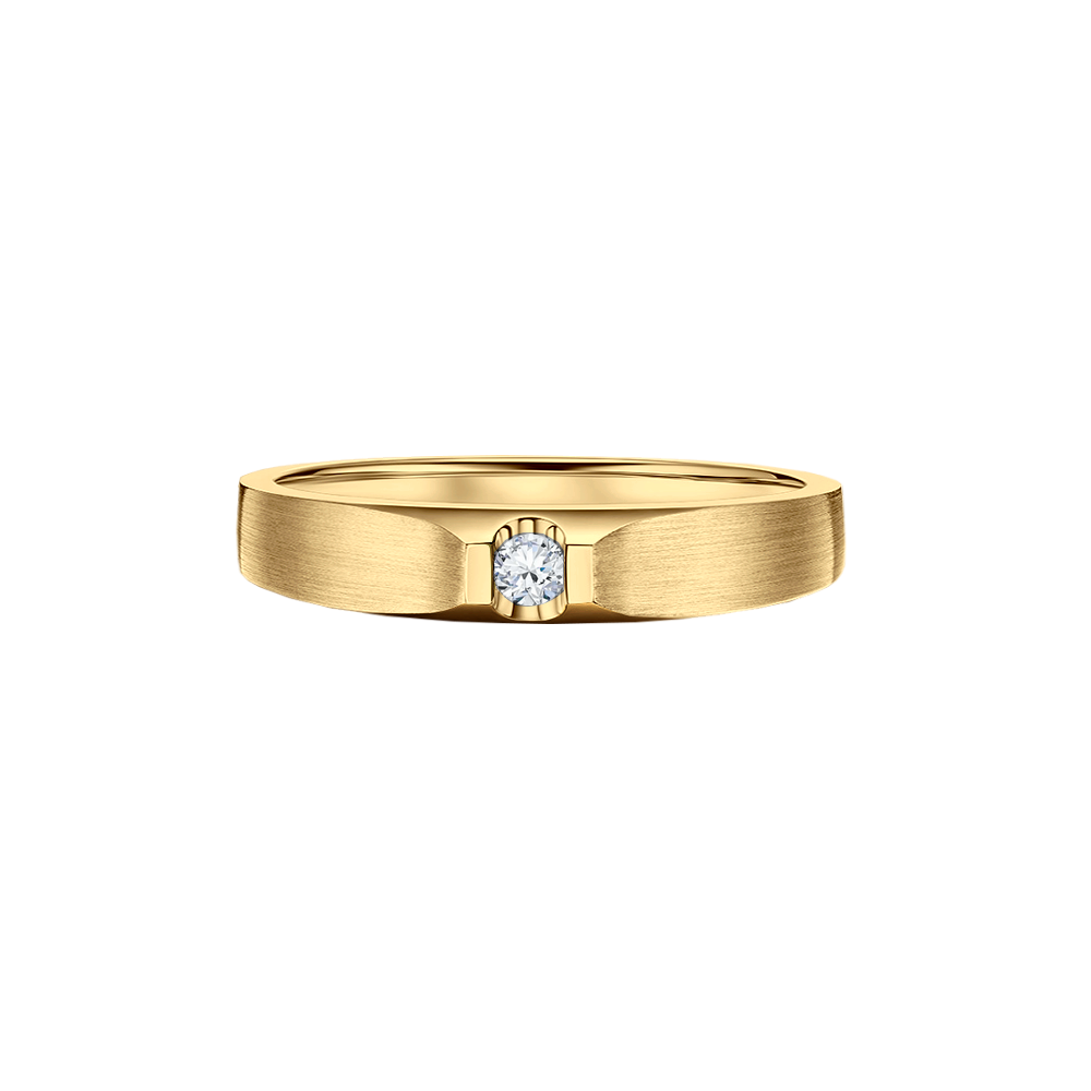 anel ouro amarelo fosco com 1 diamante ADI