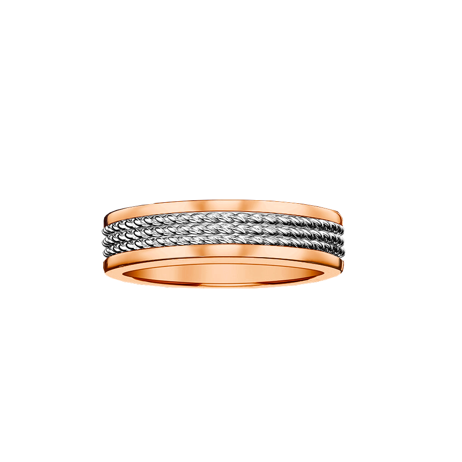 anel trabalhado ouro rosa e branco 18k