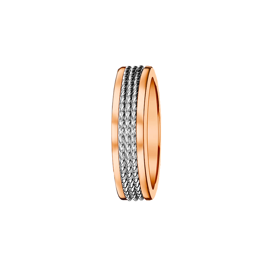 anel detalhes entrelaçados ouro rosa e branco 18k