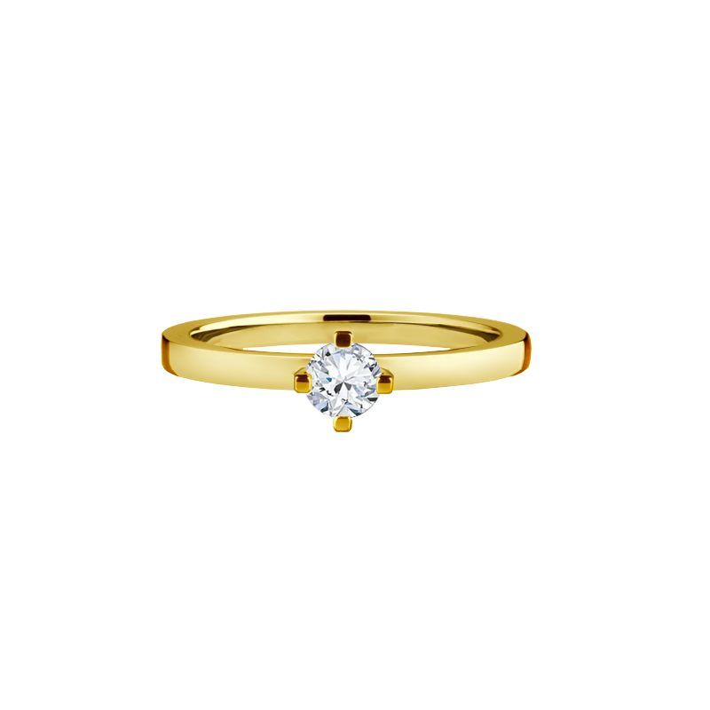 anel solitario ouro amarelo 10 pontos