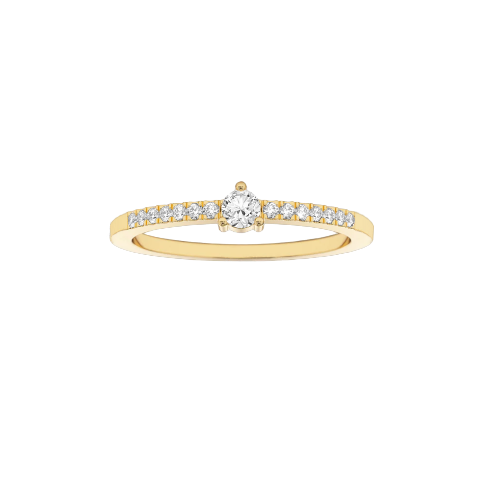 anel solitario diamantes ouro amarelo