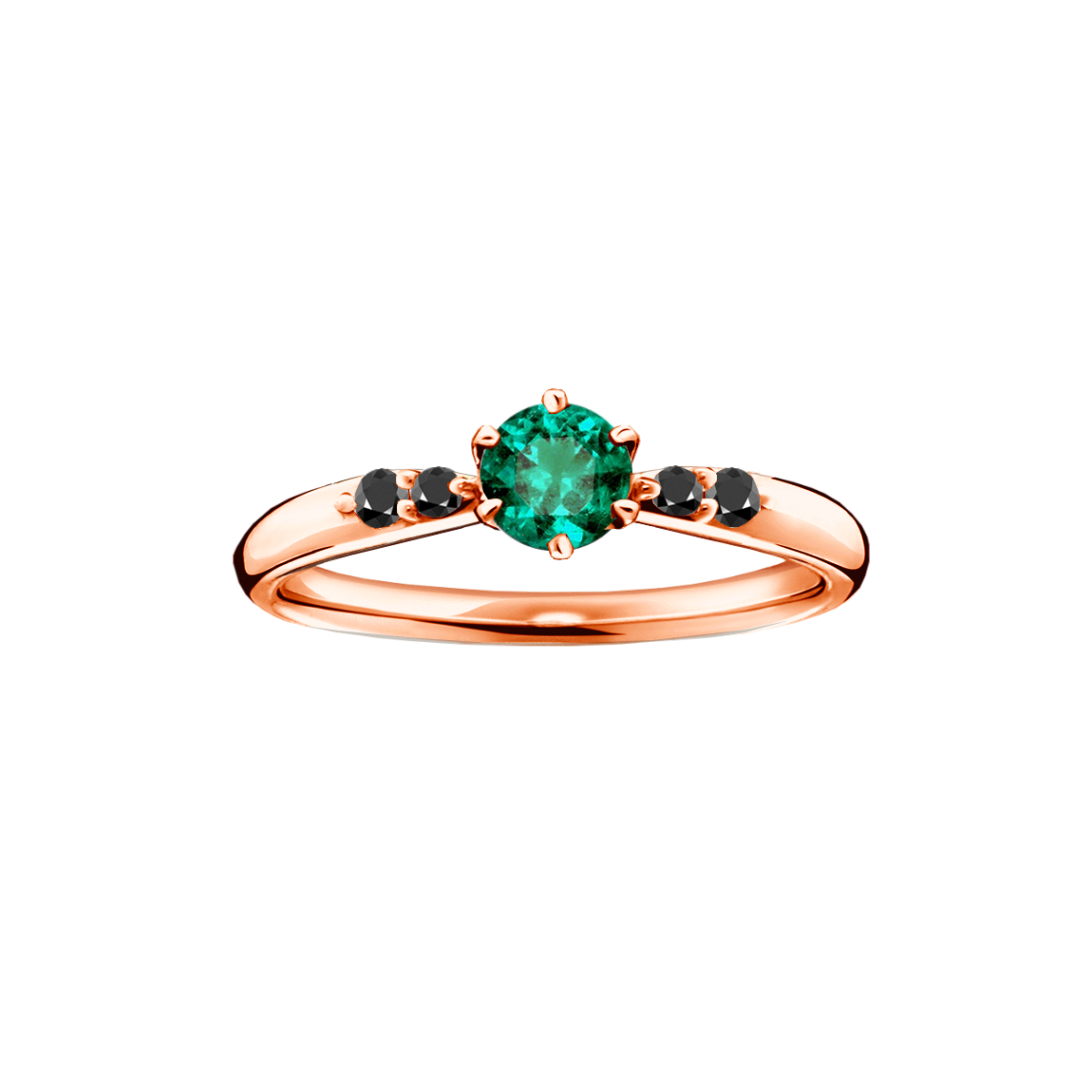 anel solitario de esmeralda e diamantes negros SIRAH Esmeralda