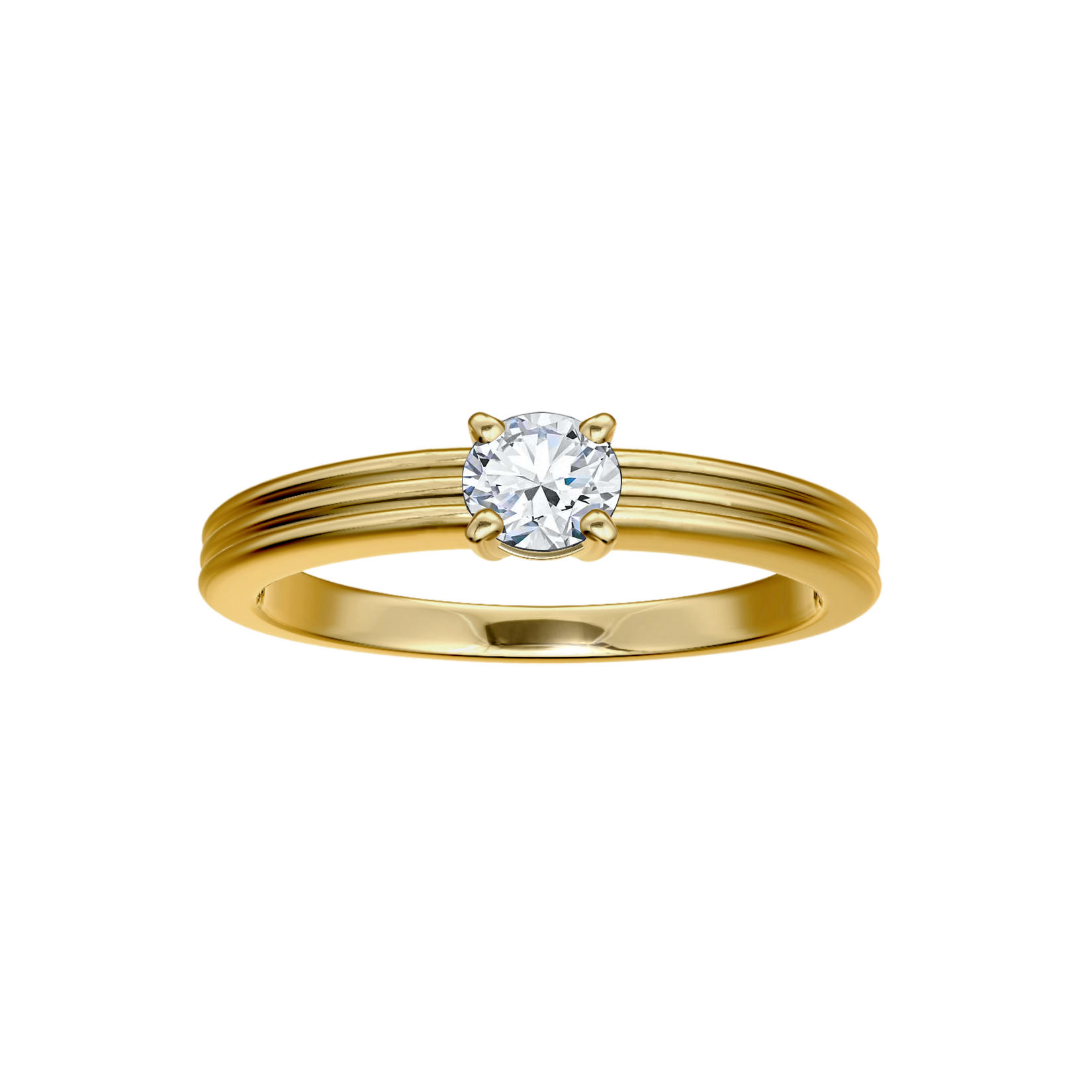 Anel Solitário Ouro Amarelo, 4 Garras e Diamante - BRIDGE