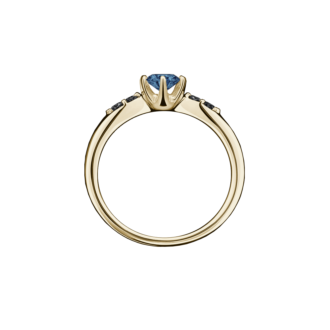 Anel Solitário Ouro Sephia® de Safira e Diamantes Negros - SIRAH