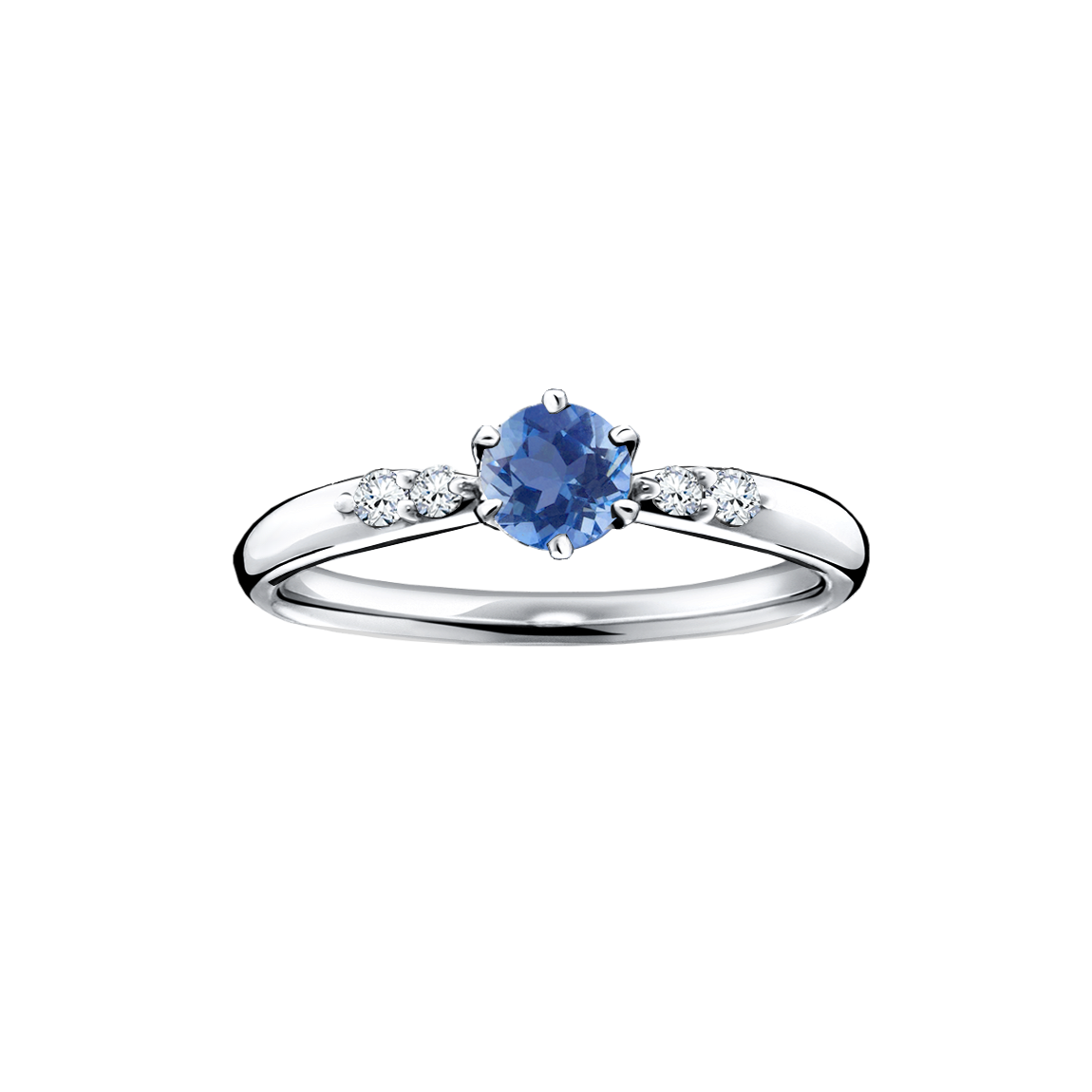 anel solitario de safira e diamantes SIRAH Safira 6 garras