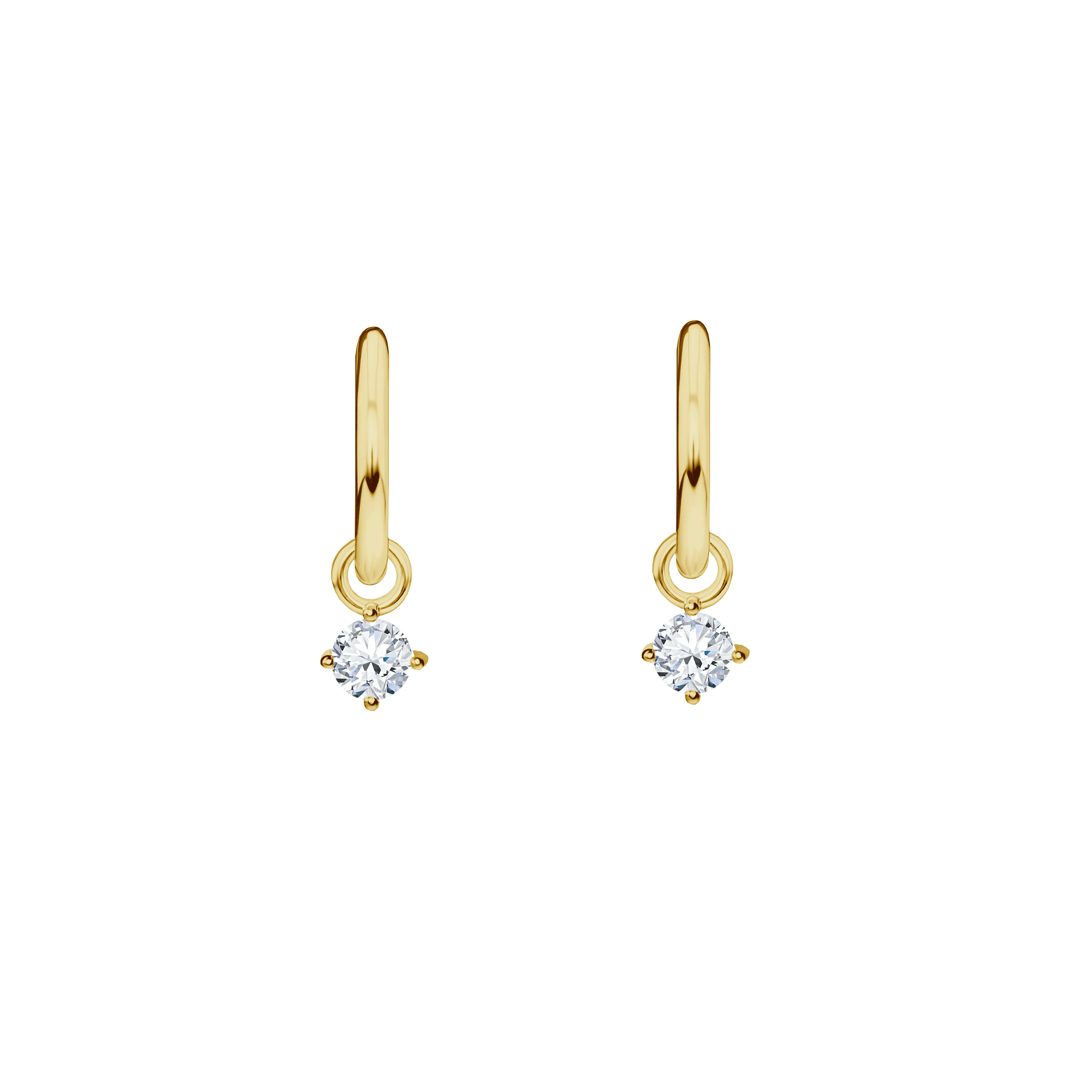Brinco Argolas com Pingentes em Ouro Amarelo e Diamantes - ESSENCY Diamantes