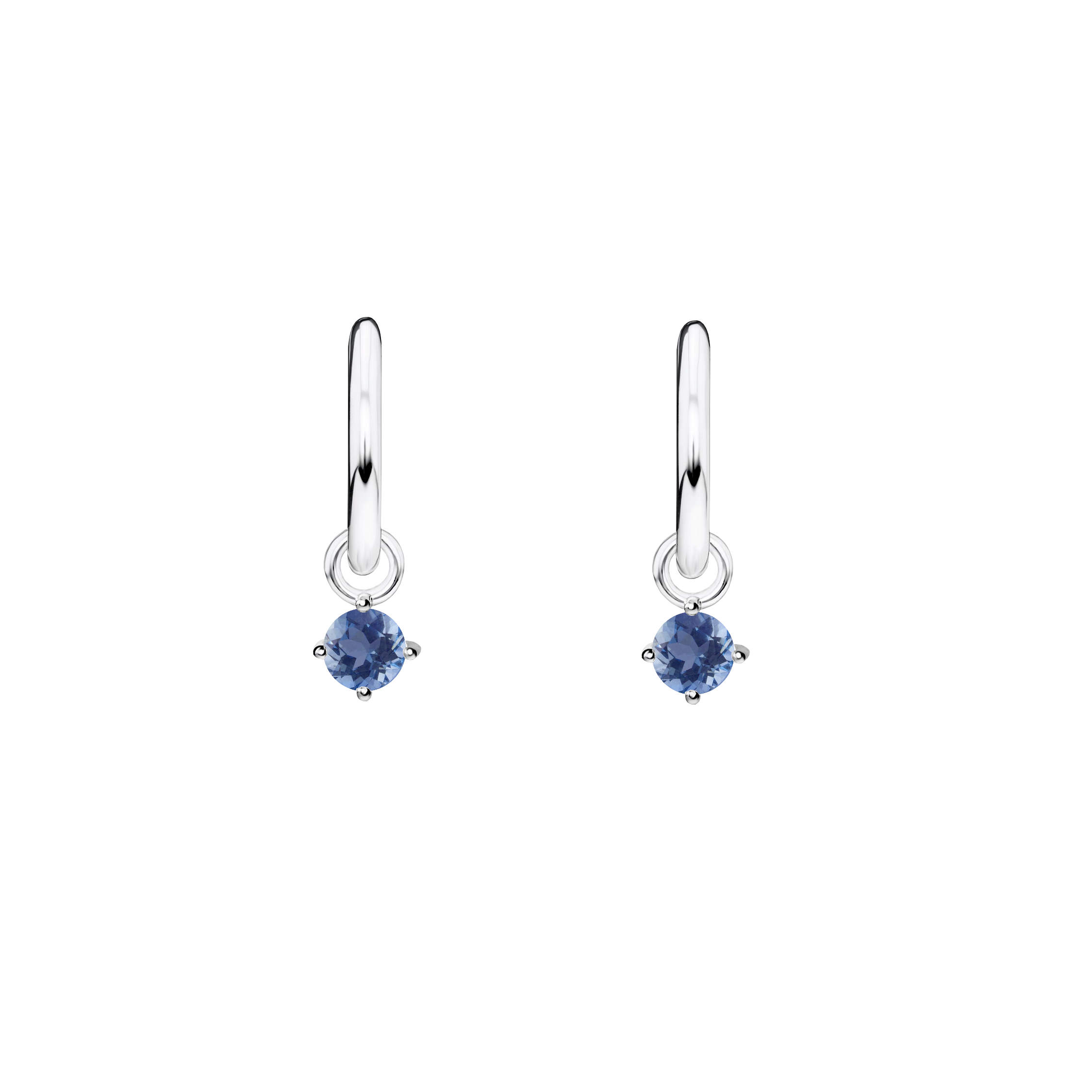 brinco de argolas ouro branco com safiras