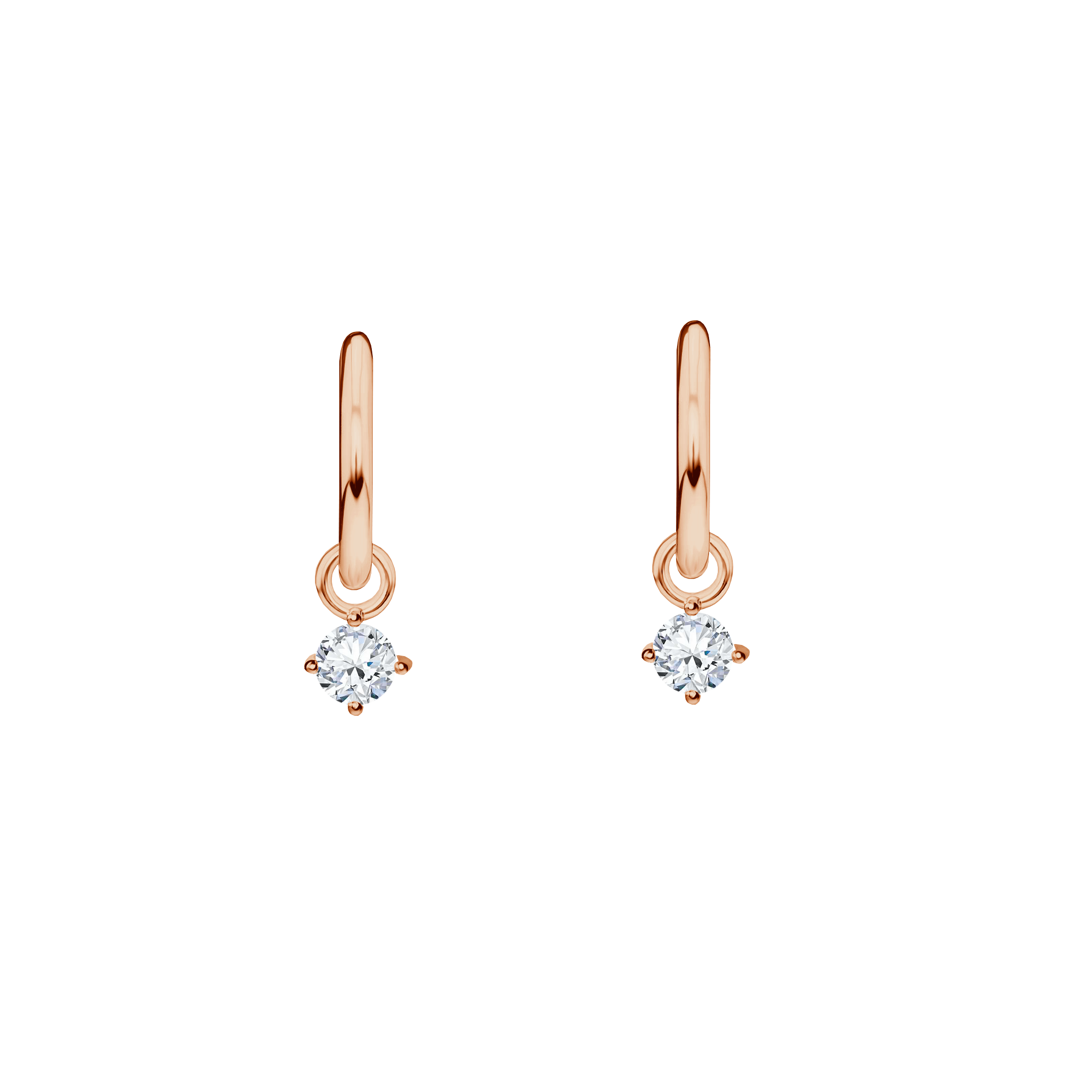 Brinco Argolas com Pingentes em Ouro Rosa e Diamantes - ESSENCY Diamantes