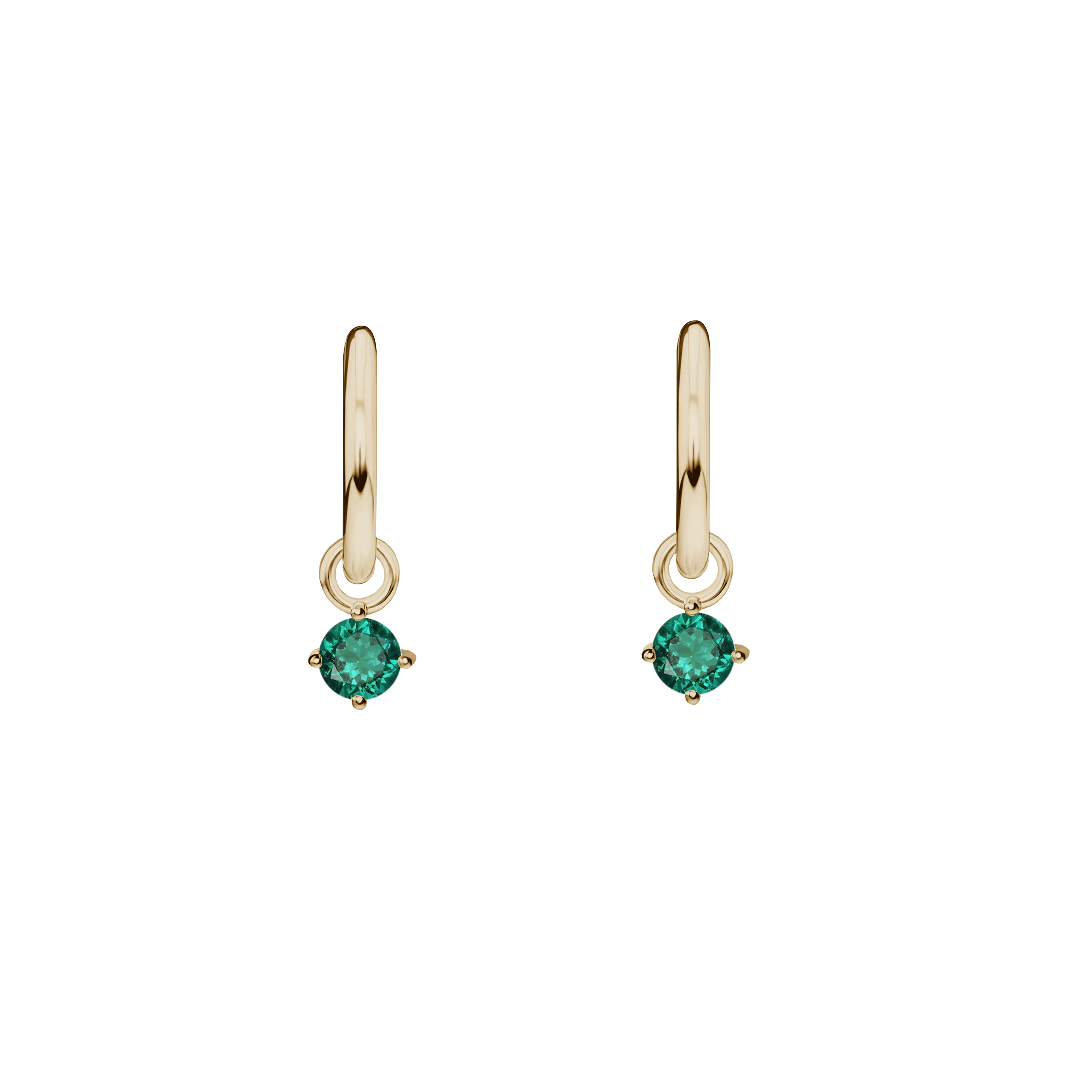 brinco de argolas ouro champanhe/nobre com esmeraldas