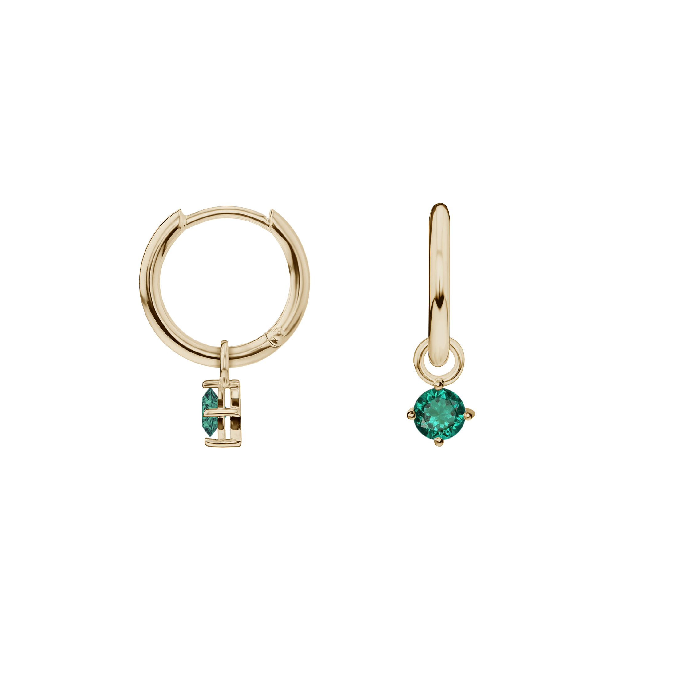 brinco de argolas ouro champanhe com esmeraldas
