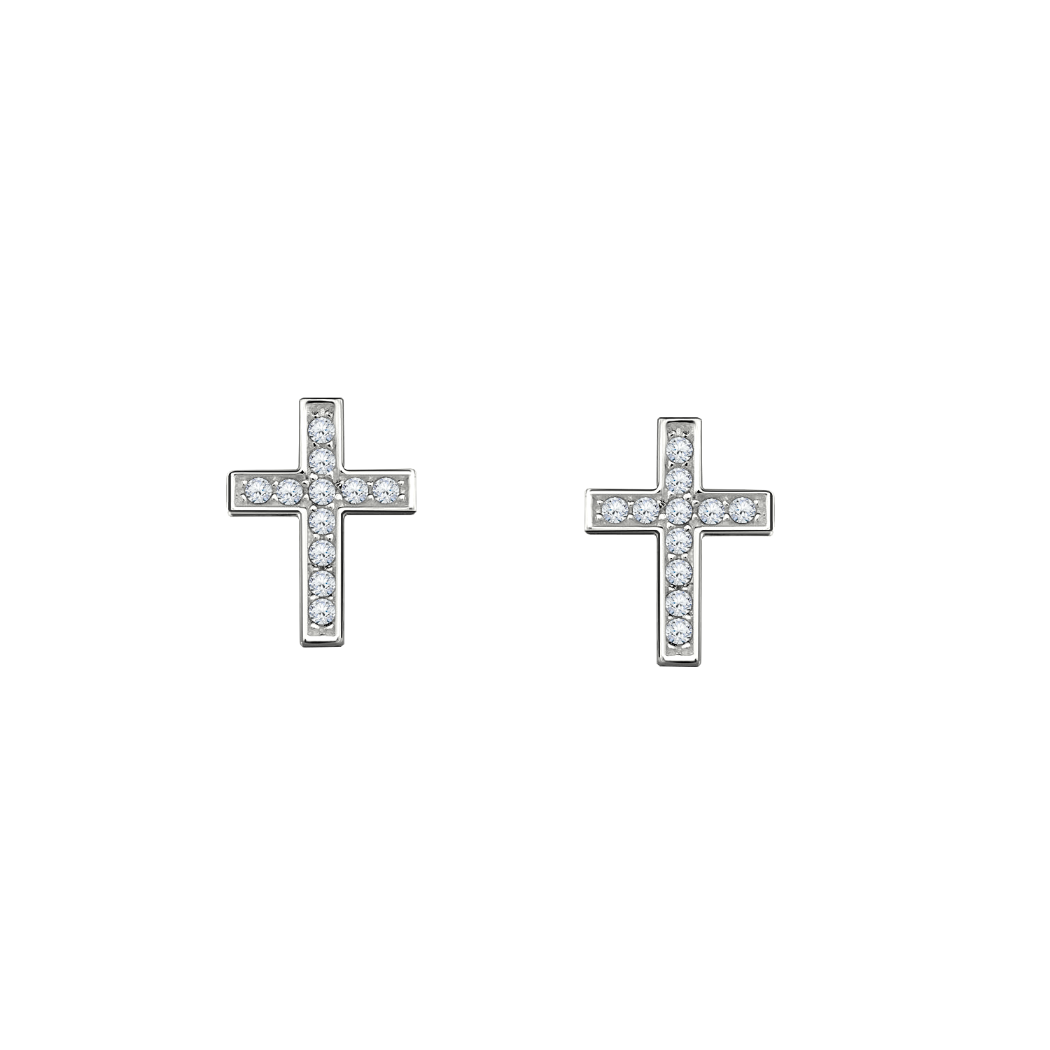 brinco cruz ouro branco e diamantes