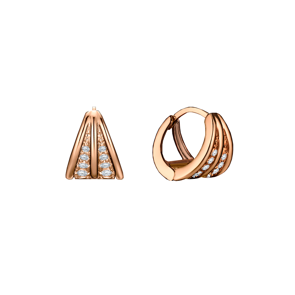 brinco argolas ouro rosa e diamantes triangulo