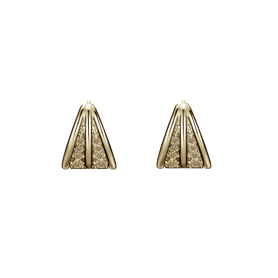 brinco argolas com diamantes cognac, ouro champanhe