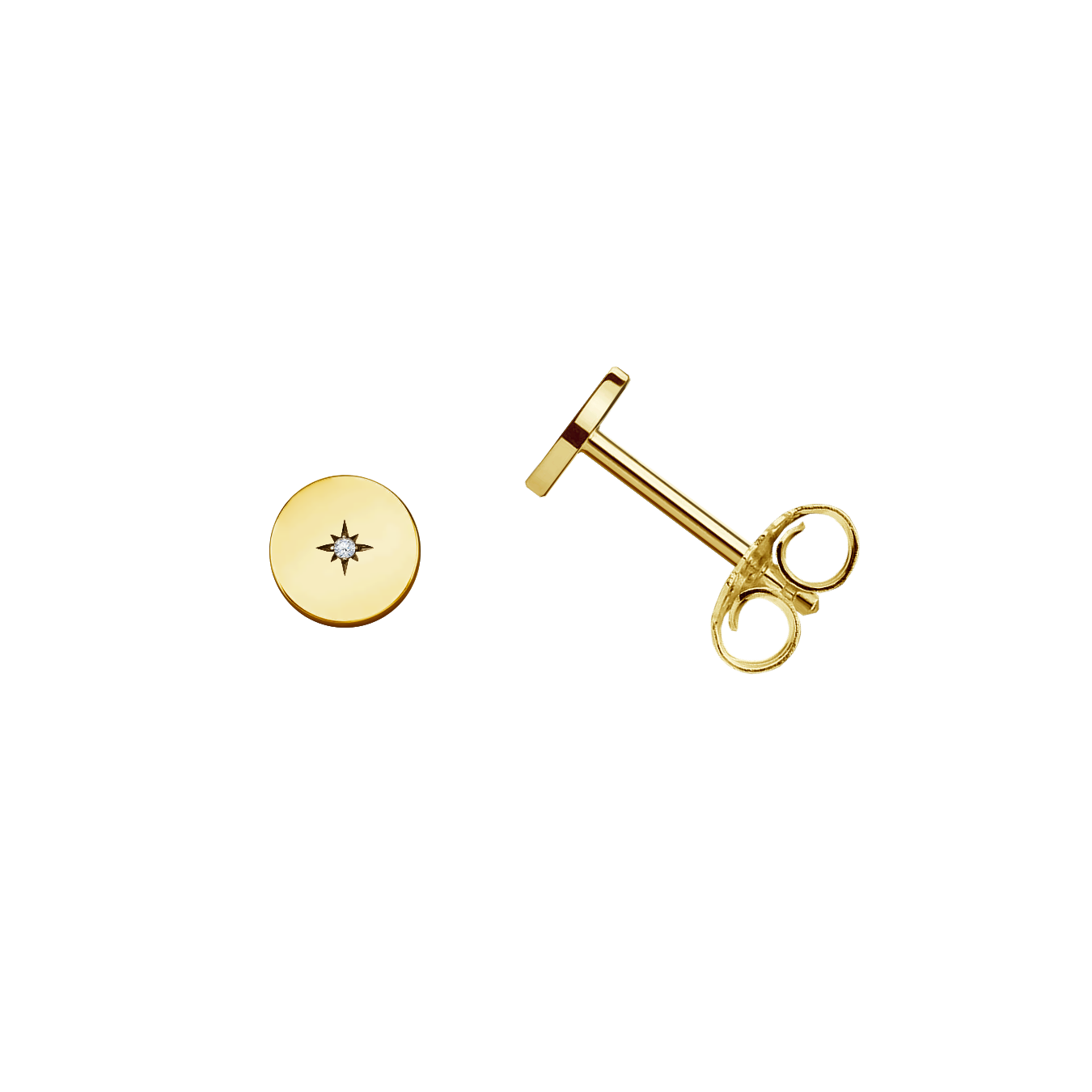 brinco redondo ouro amarelo e diamantes