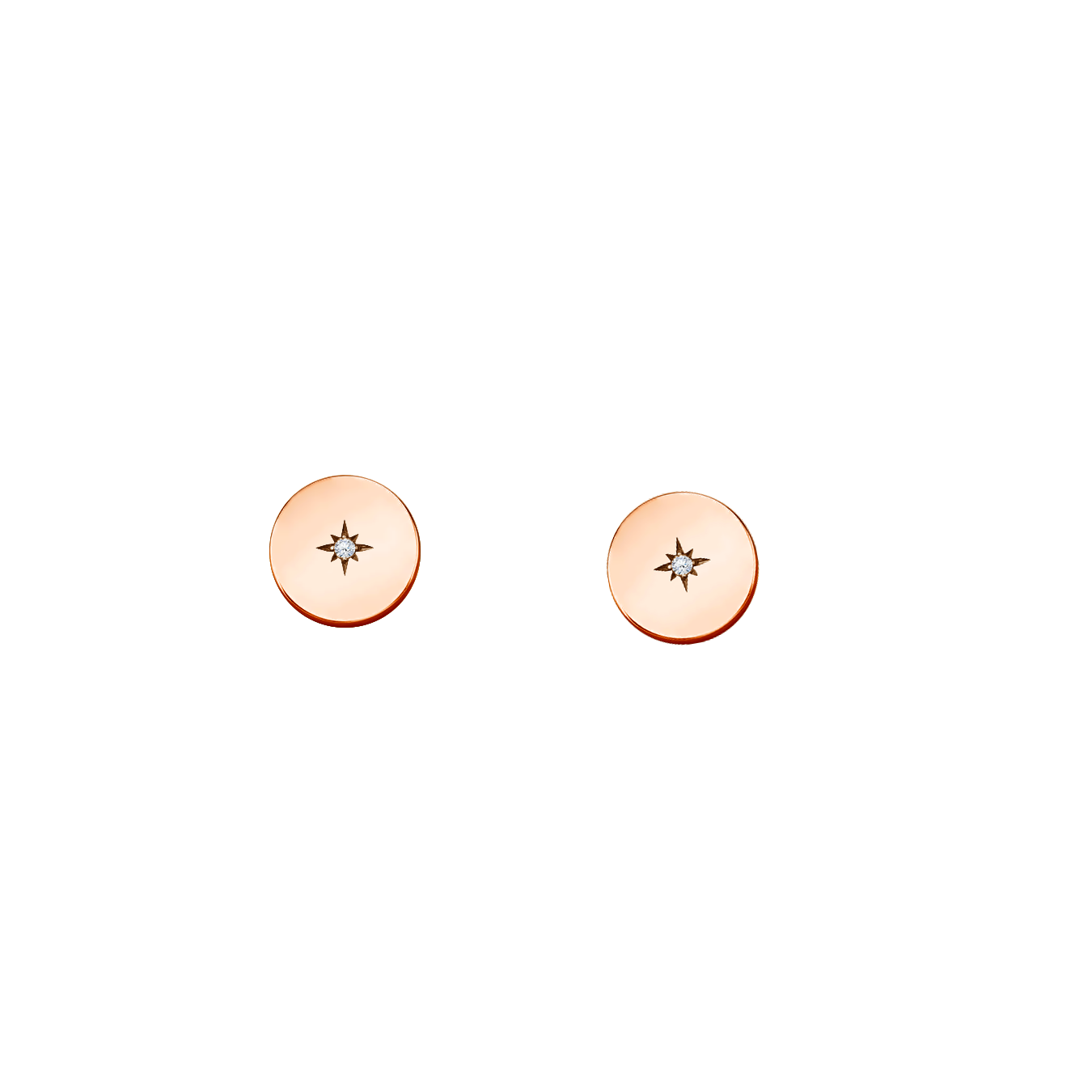 Brinco Redondo Ouro Rosa e Diamante Motivo Estrela - DISC