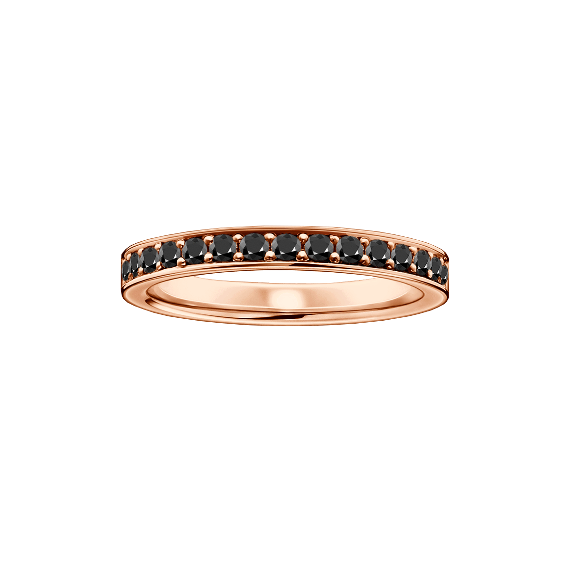 meia alianca diamantes negros ouro rosa