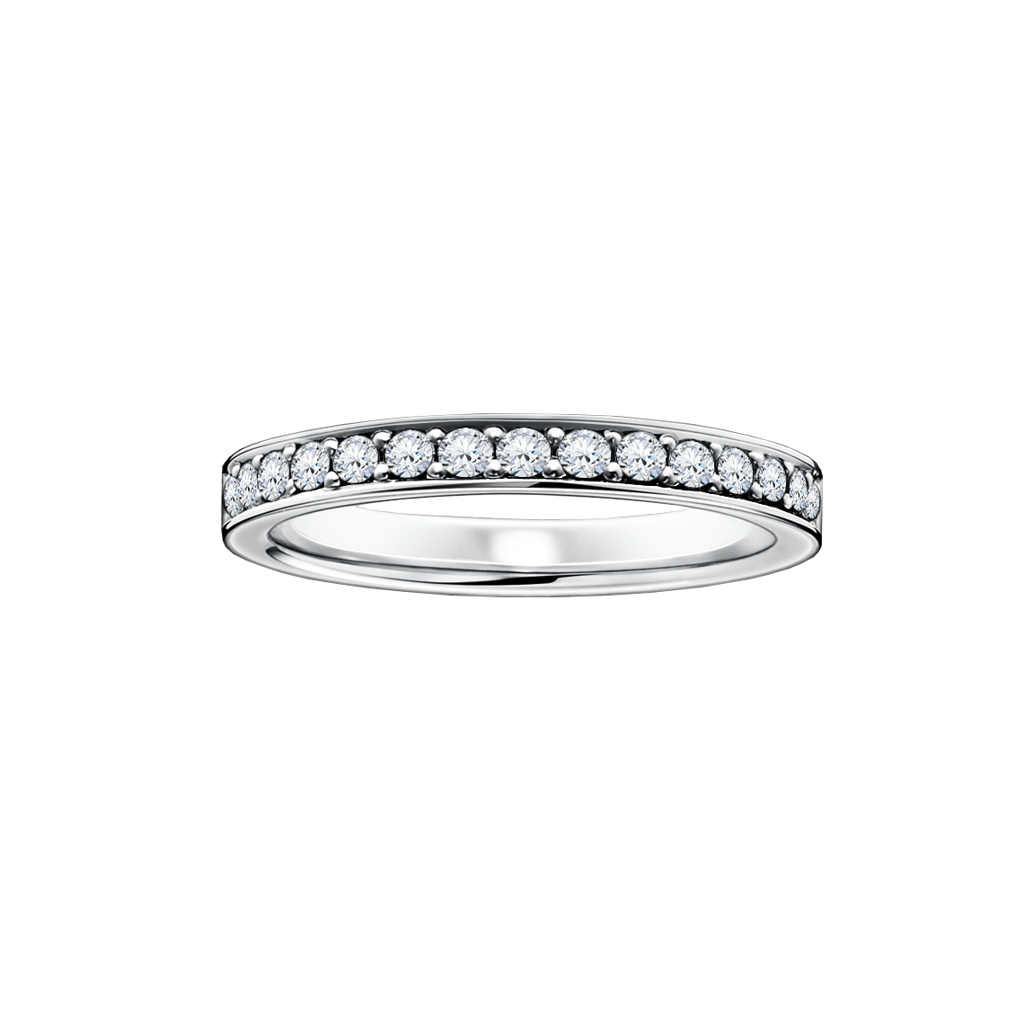 meia alianca de diamantes ouro branco clássica