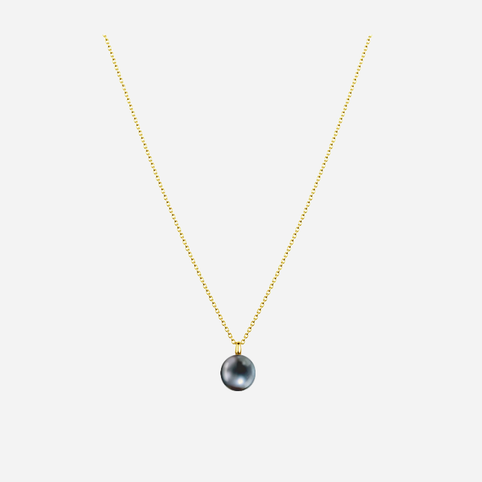 Pingente Pérola Negra (água doce), Corrente e Contra argola Ouro Amarelo - PERLE