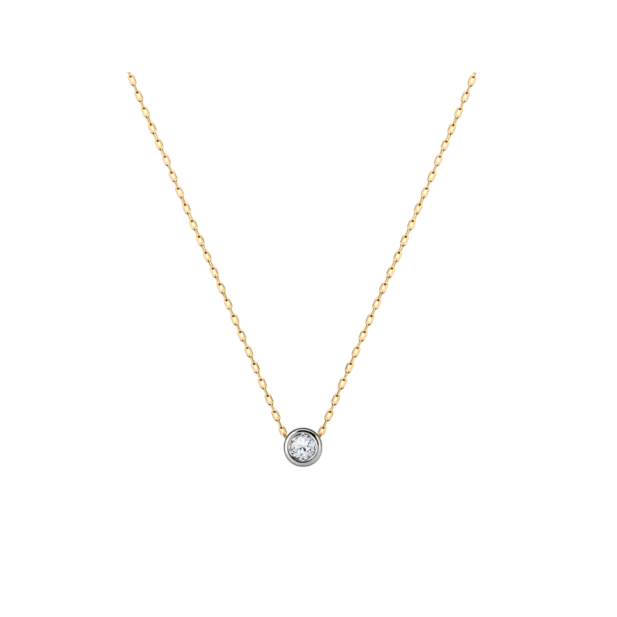 Colar Pingente Ponto de Luz Ouro Branco de Diamante e Corrente Ouro Amarelo - SOCIETY