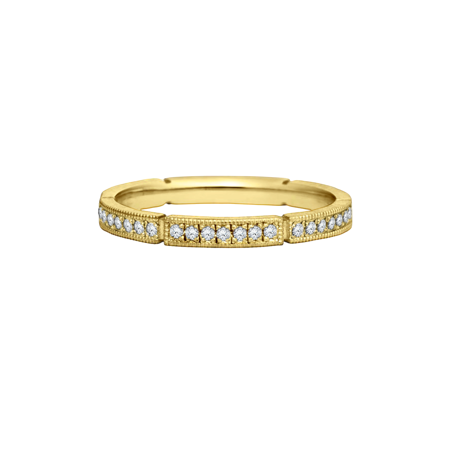 Anel Trabalhado com Carretilhas, Fosco, Ouro Amarelo e Diamantes - NATTU Diamantes