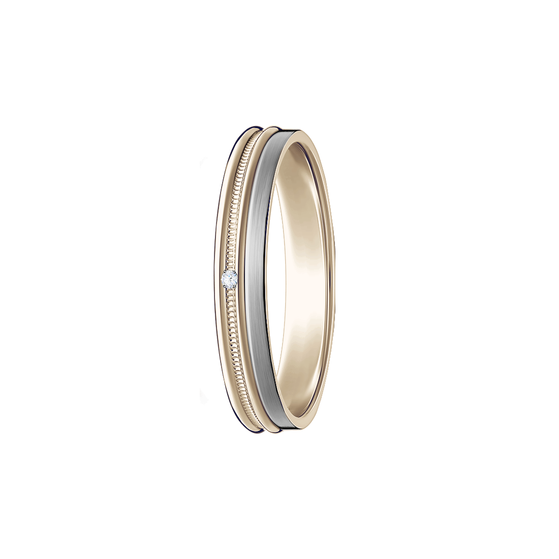 aliança ouro champagne com 1 diamante