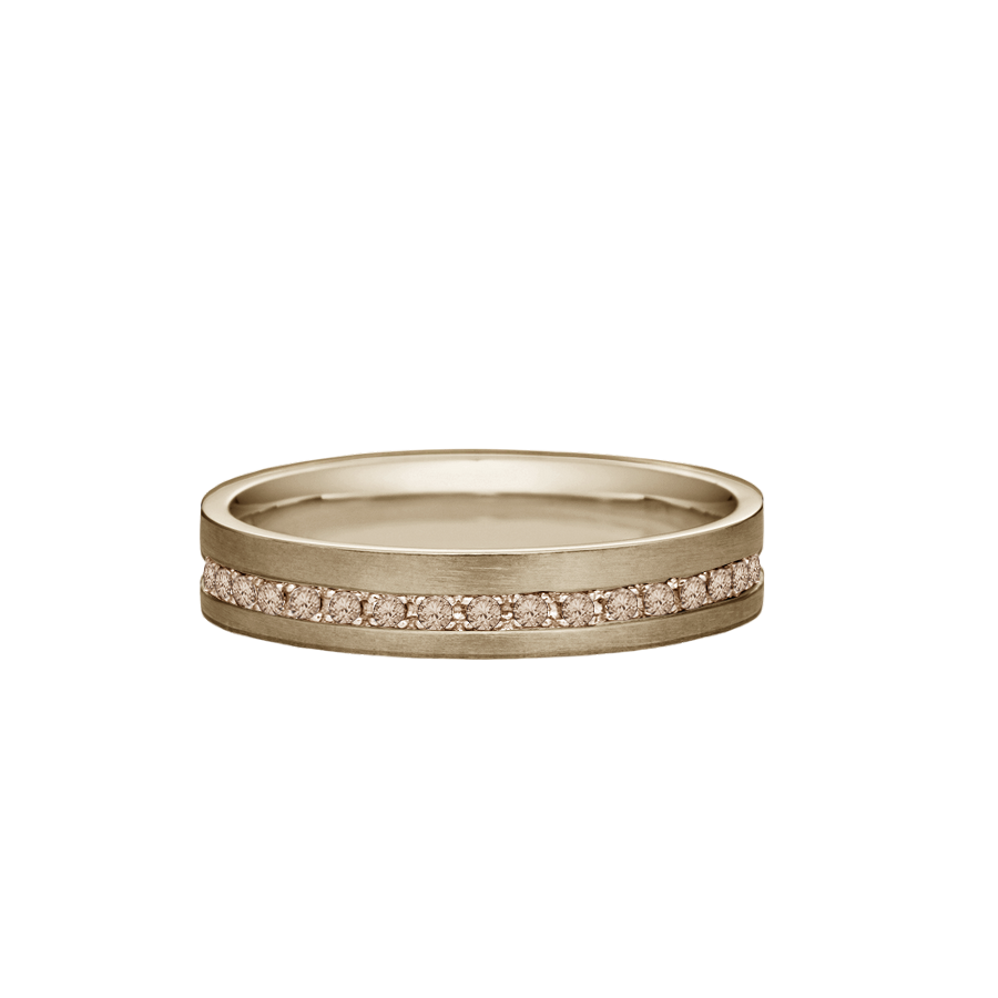 alianca diamantes cognac volta inteira, ouro 750