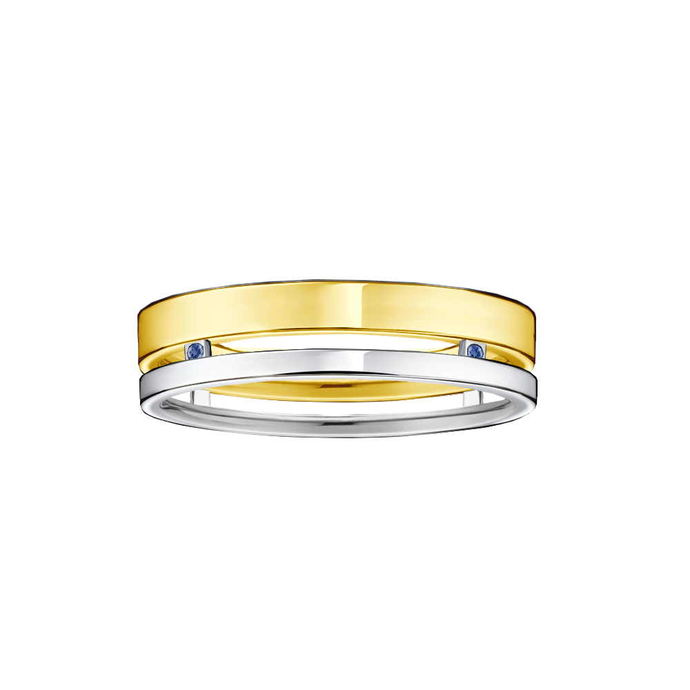 aneis ouro branco e ouro amarelo DYPLO Safiras