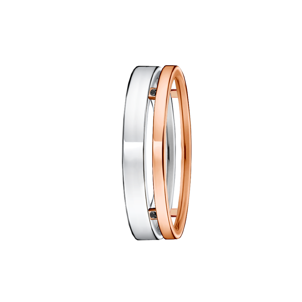 Aliança Ouro Rosa e Ouro Branco com Diamantes Negros - DYPLO M