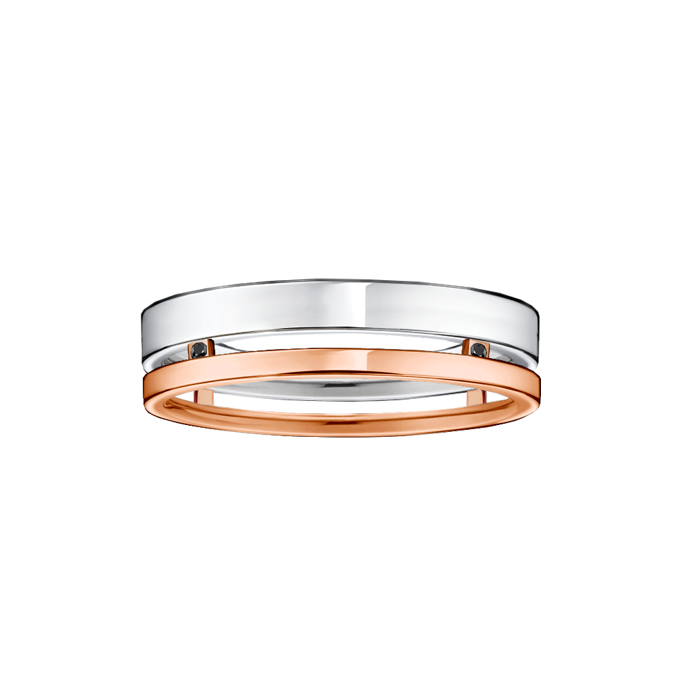 alianca ouro branco e ouro rosa diamantes negros DYPLO M