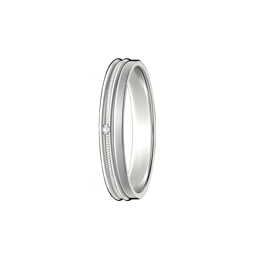 alianca de casamento ouro branco com 1 diamante