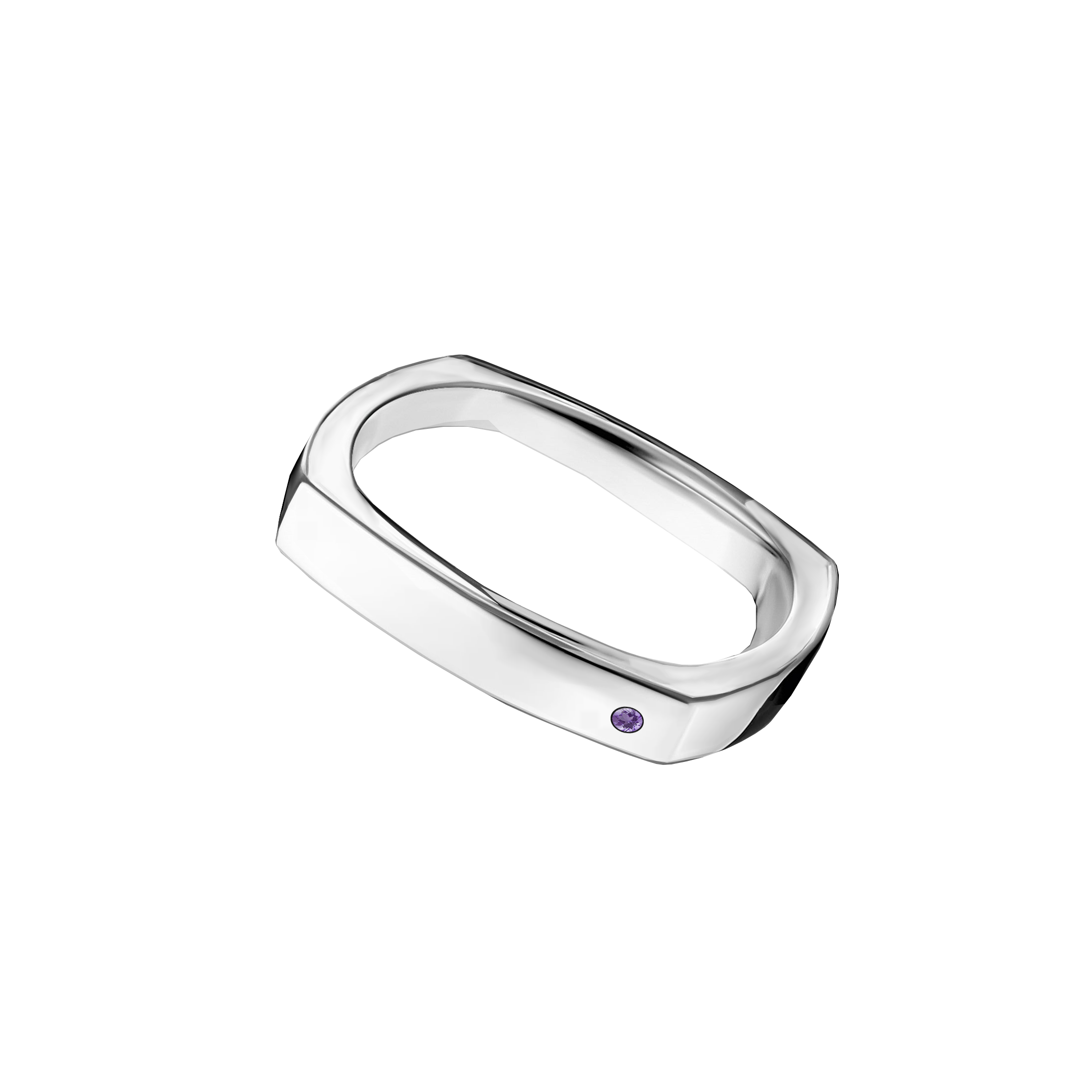 aliança quadrada ouro branco 3,0 mm, ametista