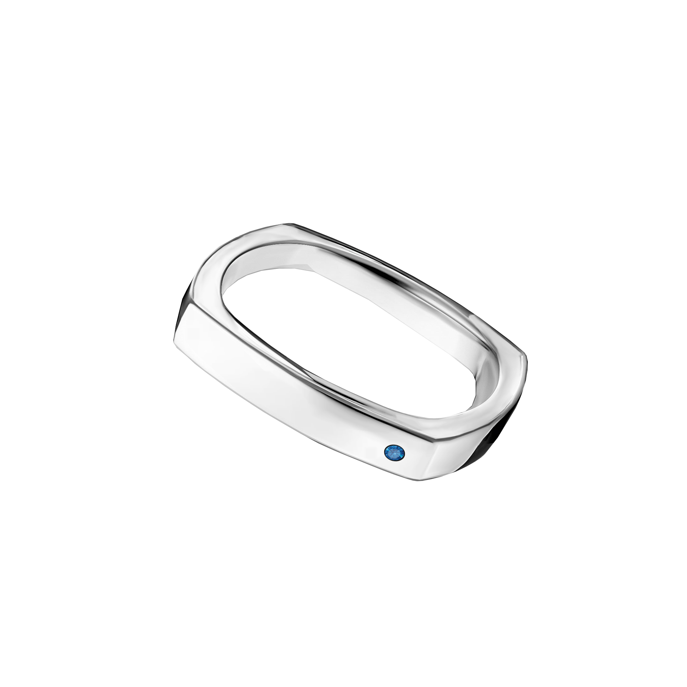 aliança quadrada ouro branco 3,0 mm, safira