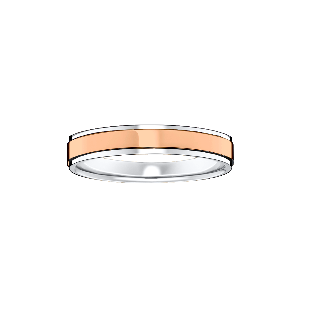 alianca ouro rosa e branco 3,8 mm