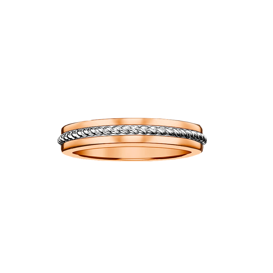 alianca ouro rosa e branco trabalhada 18k
